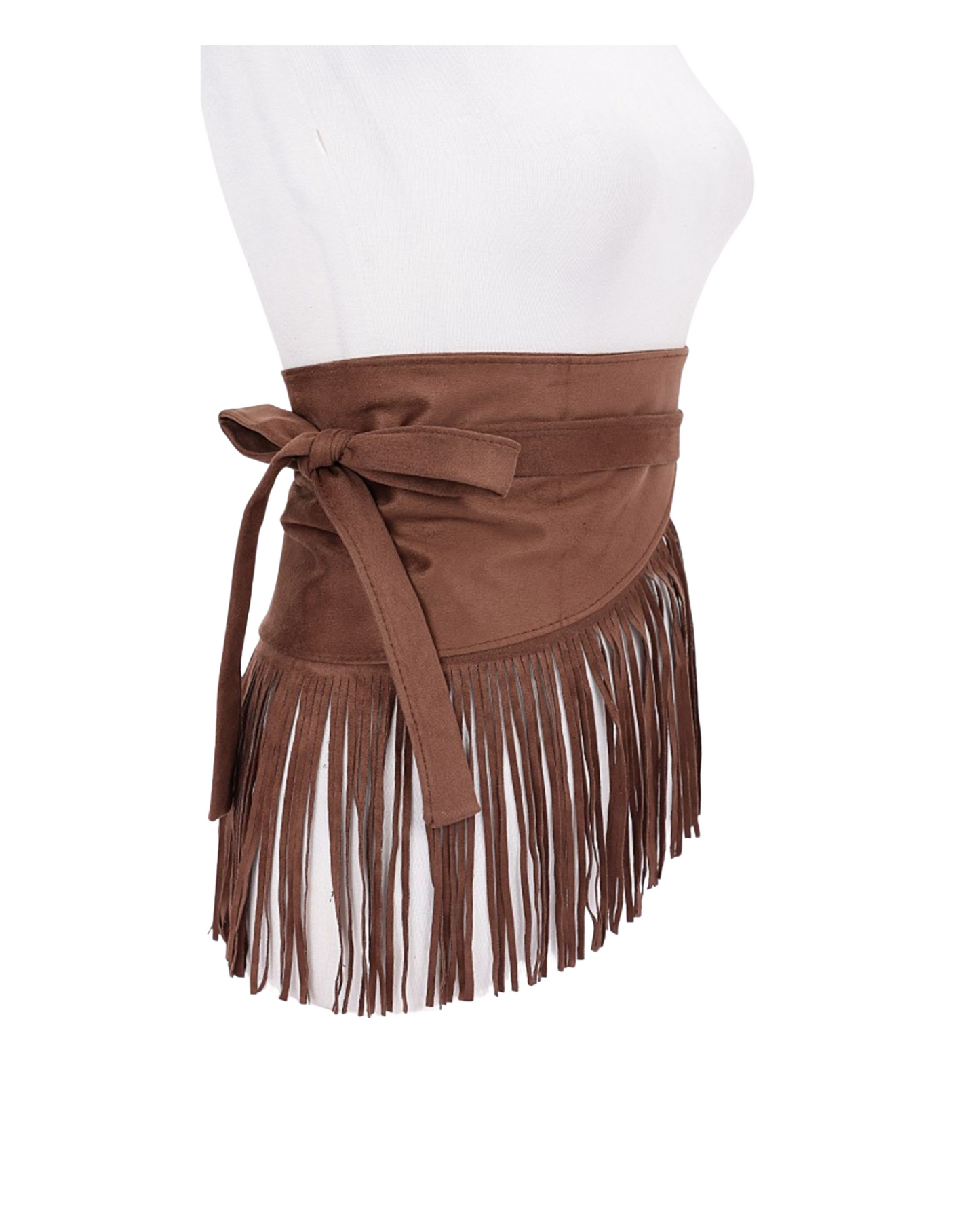 H13 Faux Suede Fringe Belt Coffee Women’s Adjustable Western Boho Festival