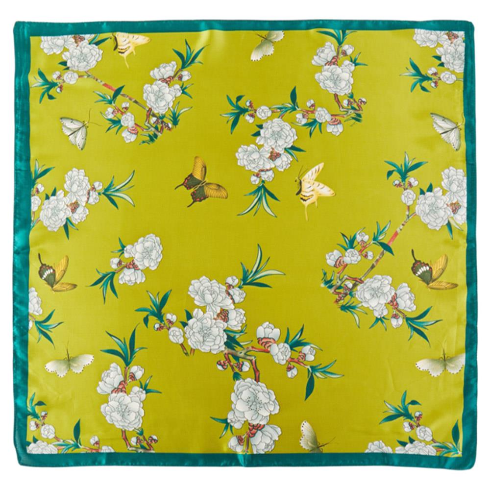 SC12 Butterfly Flower Pattern Silky Large Bandana Neck Scarf