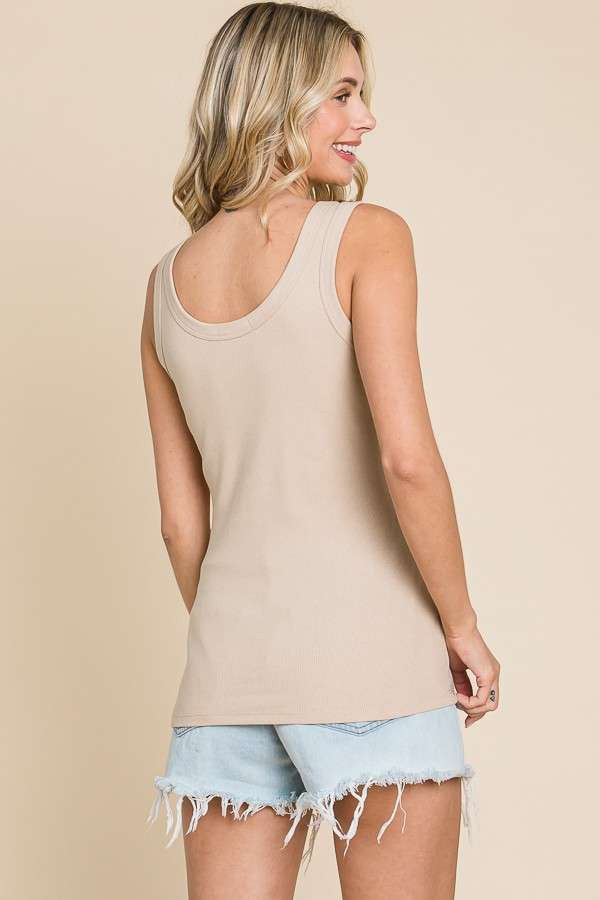 BB55 Scoop Neck Solid Tank Top Plus - Bake Shell
