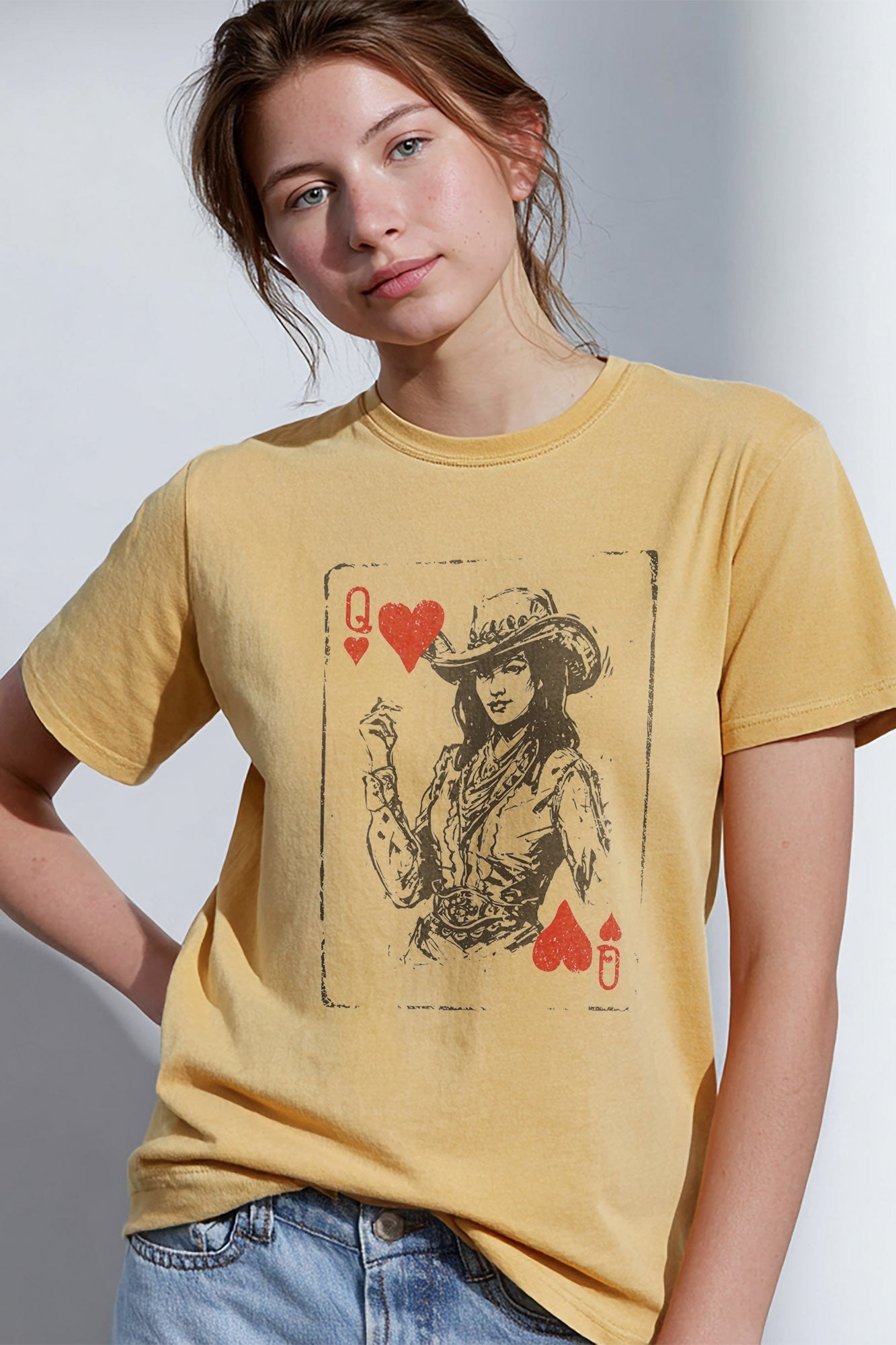 J11 Western Cowgirl Queen Of Hearts Graphic Tee