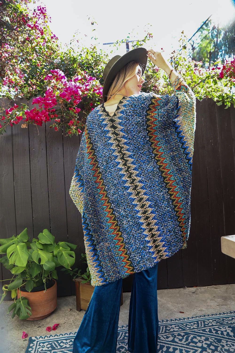 J26 Cobalt Crochet Poncho