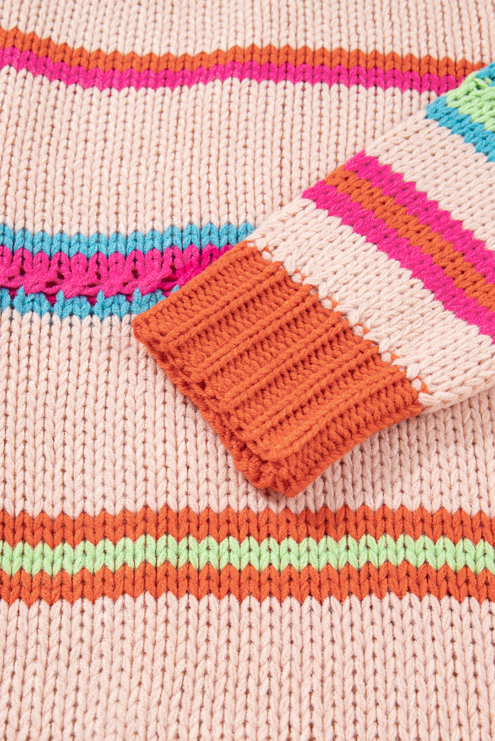 K24 Multicolor Open Front Striped Oversized Cardigan - Peach, Pink