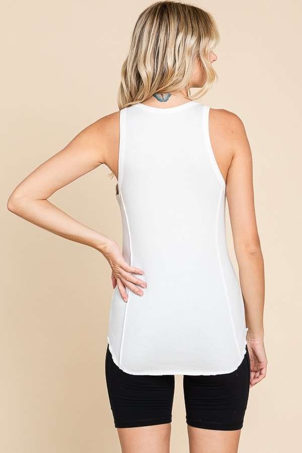 BB53 Mini Notch Merrow Stitch Tank - Soft White