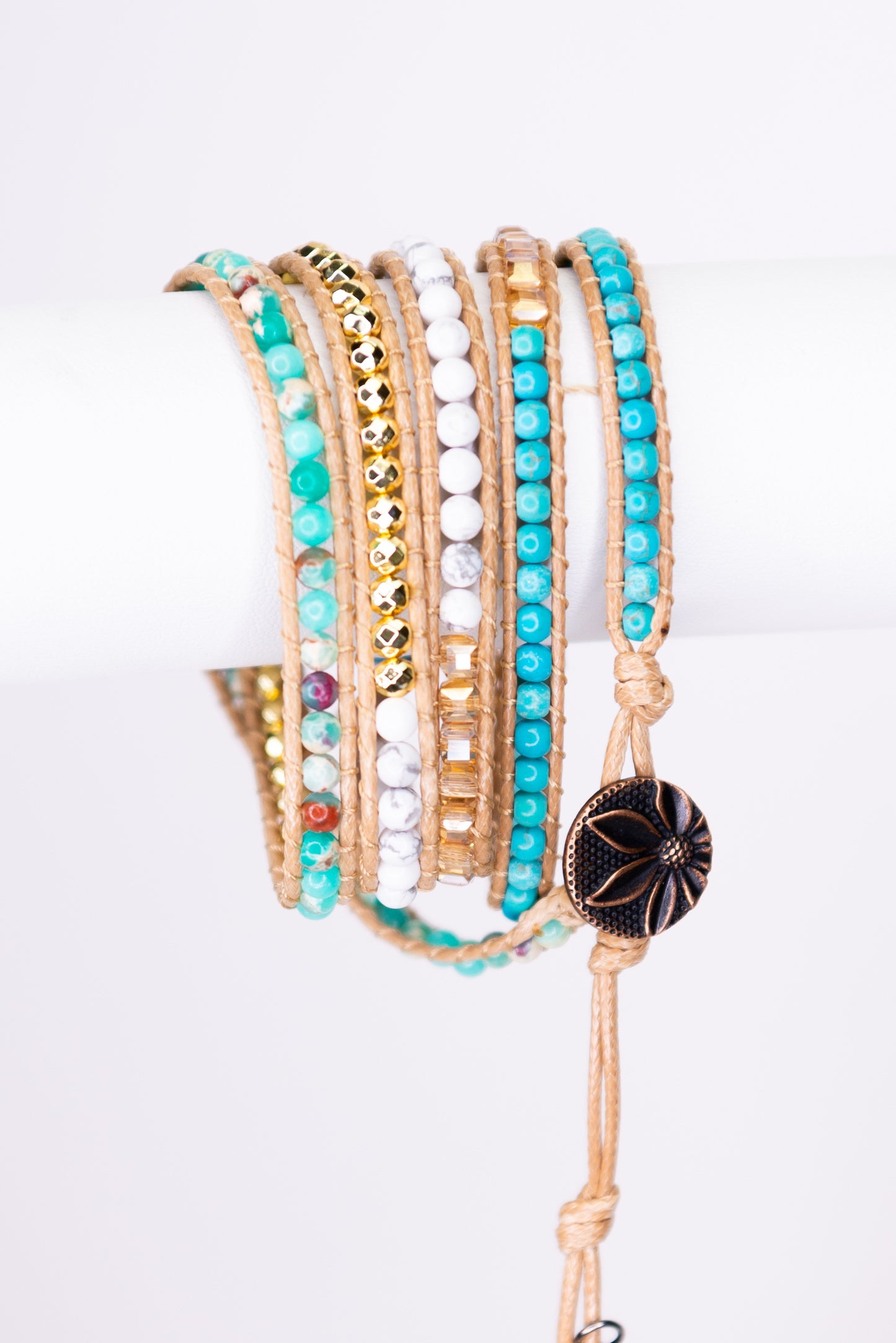 K8 Turquoise and Tan Wrap Bracelet