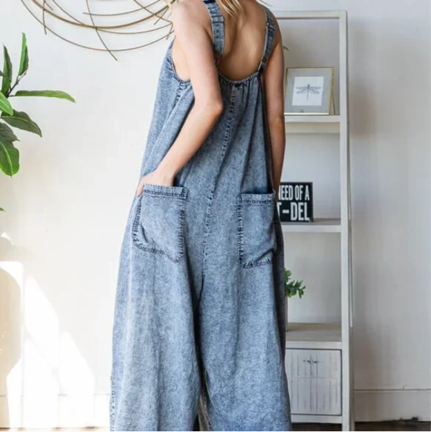 H48 Jumpsuit Chambray Tencel Ultra Wide Leg Women’s Casual