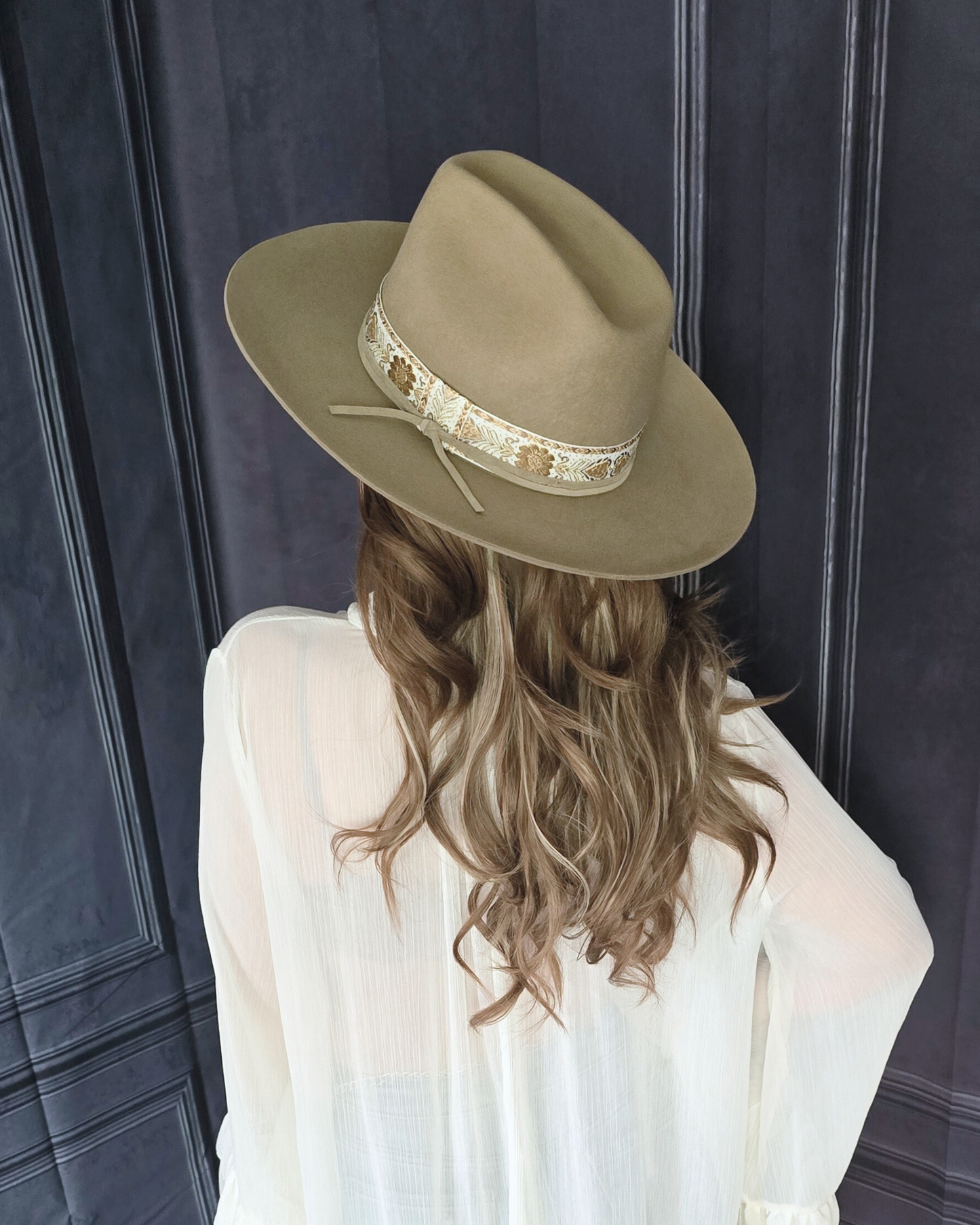 Taupe Austrailian Wool Wide Brim Olive and Pique Hat CH7