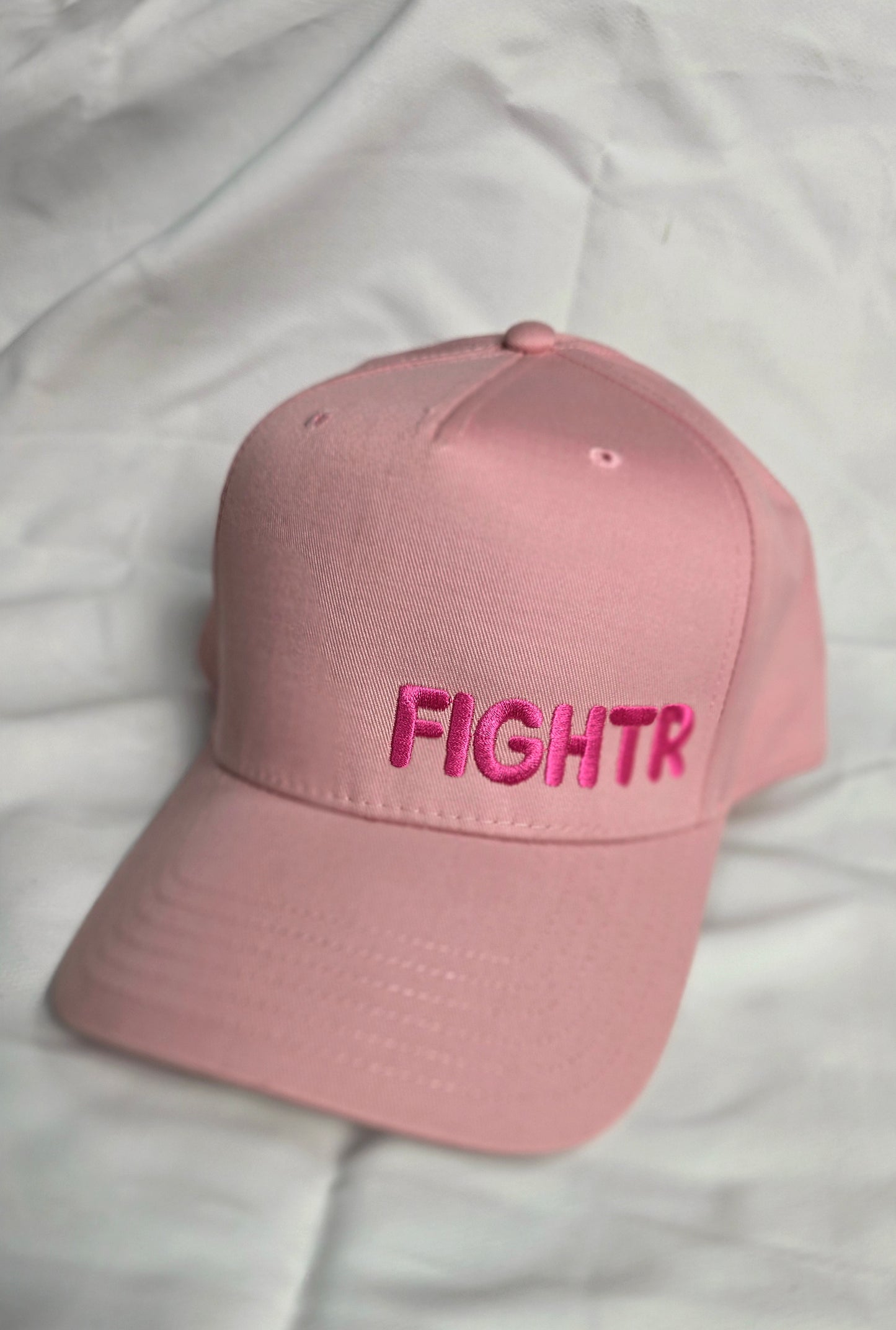 BSH5 FIGHTR Light Pink Canvas Trucker Hat w/ Hot Pink Embroidery