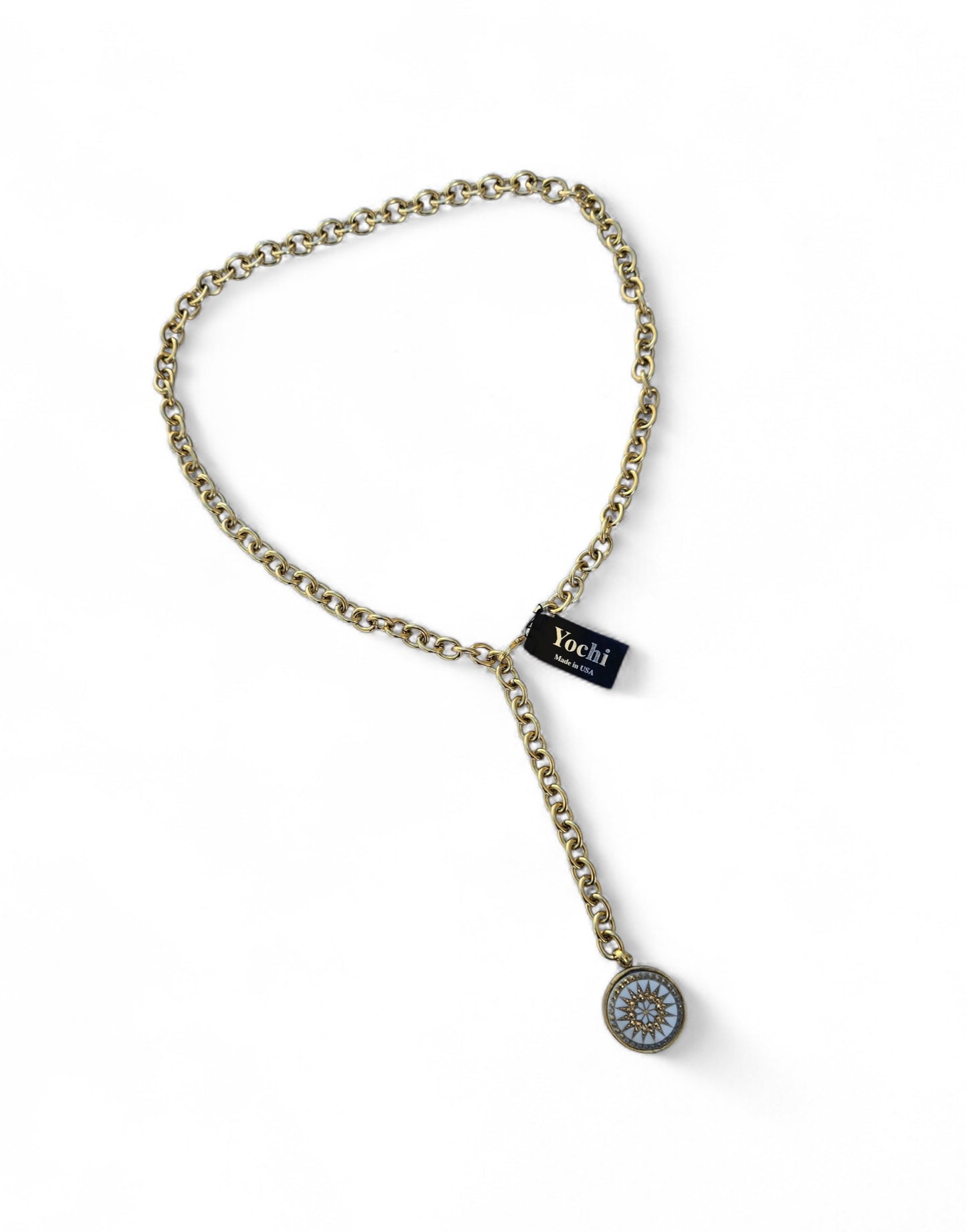 CH4 Golden Drop Necklace with Beaded Sun Circle