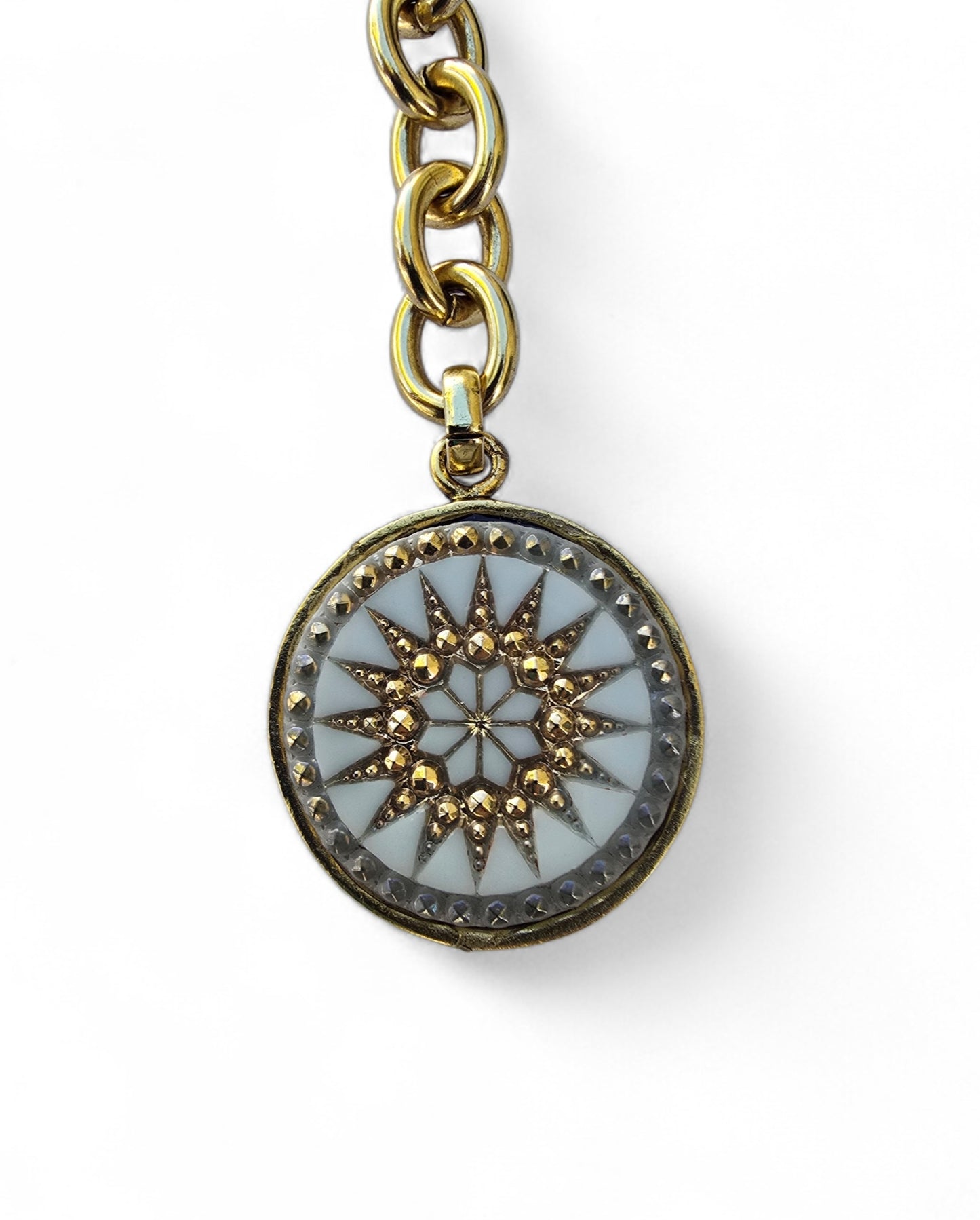 CH4 Golden Drop Necklace with Beaded Sun Circle