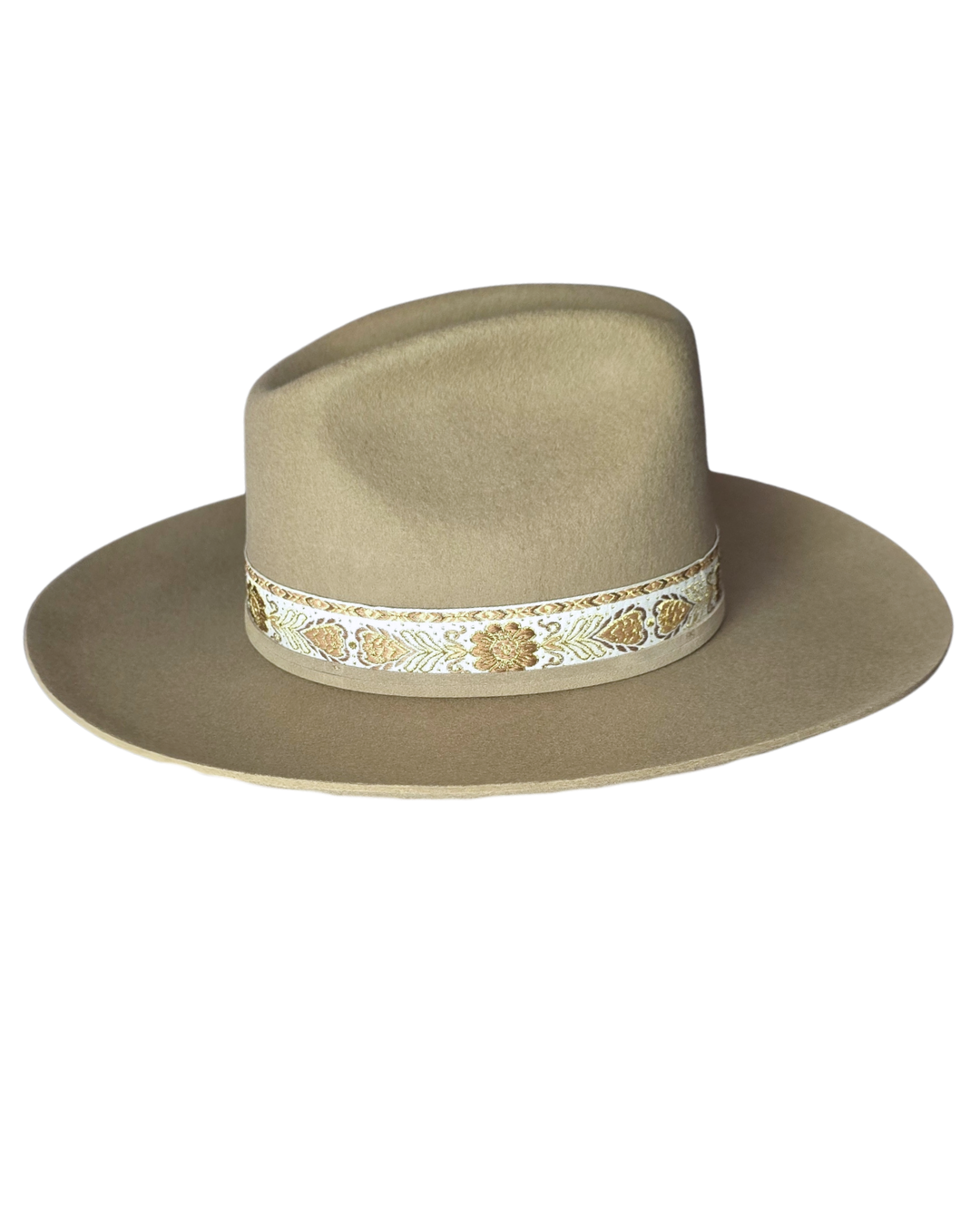 Taupe Austrailian Wool Wide Brim Olive and Pique Hat CH7