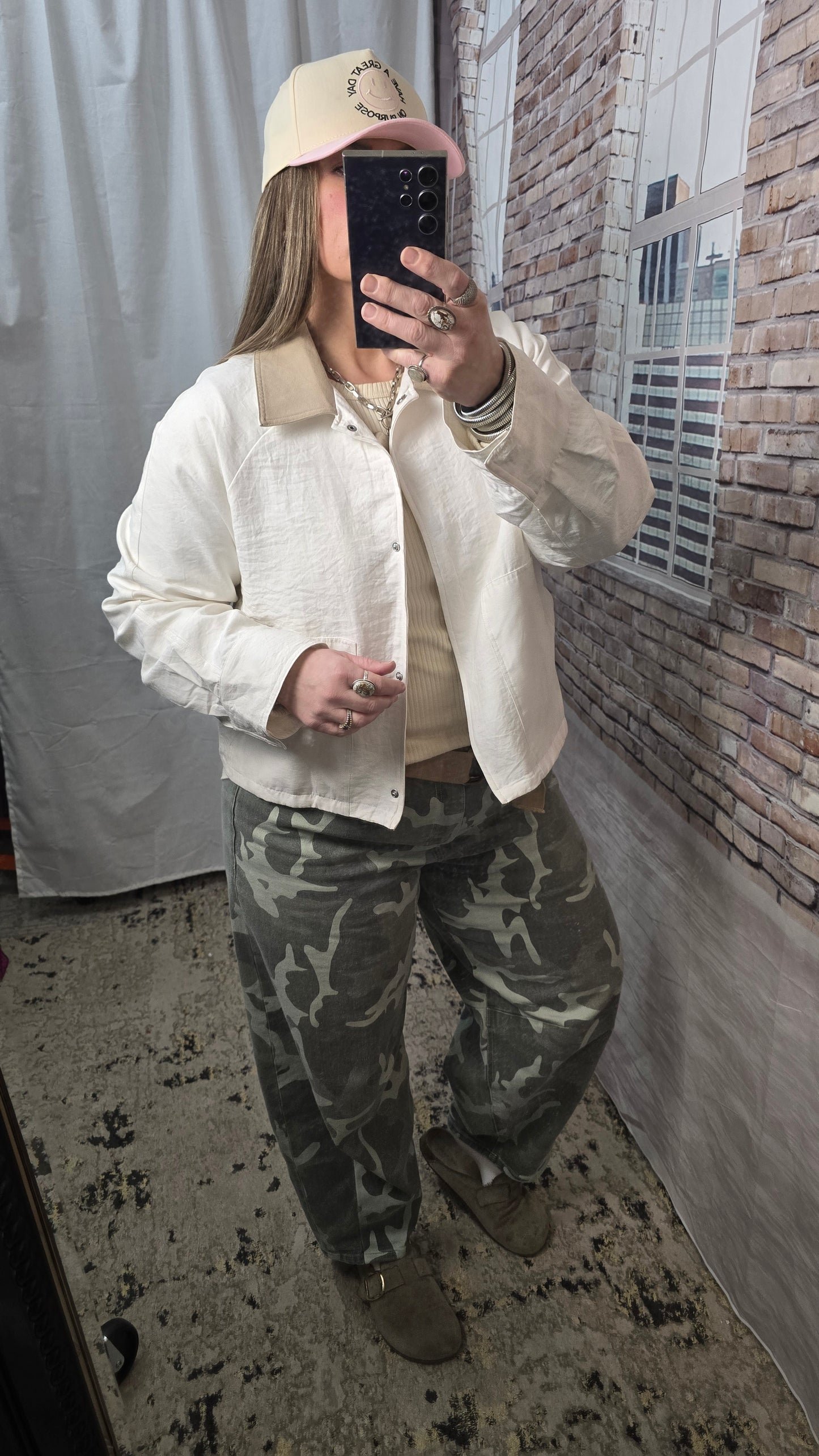 112 | Cream and Beige Task Jacket