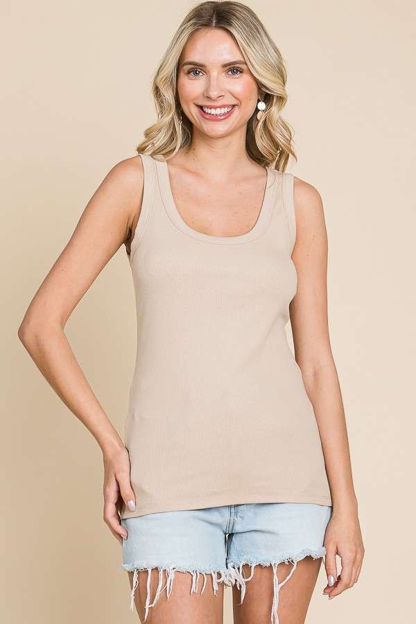 BB55 Scoop Neck Solid Tank Top Plus - Bake Shell