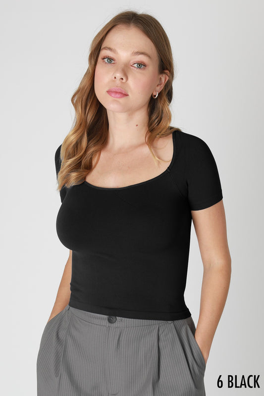 BB63 NikiBiki Black Scoop Short Sleeve Top