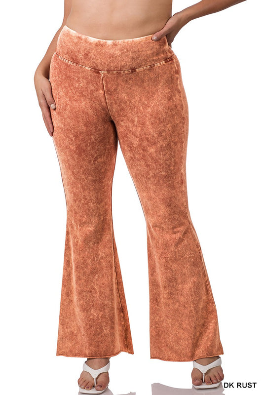 L6 Dark Rust Flare Mineral Wash Leggings