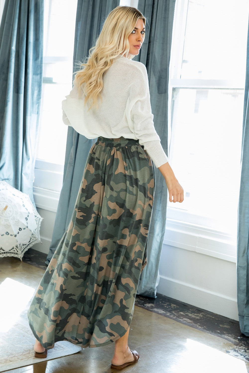 L17 Camouflage Knit Maxi Skirt