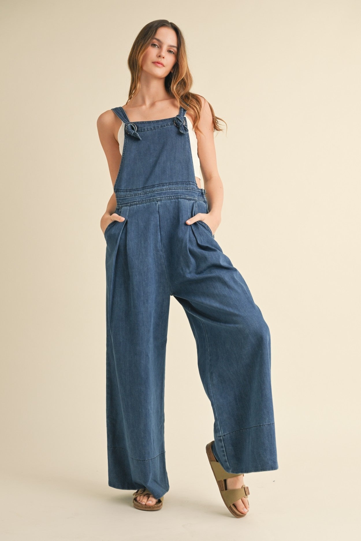J12 Denim Wide Leg Overalls