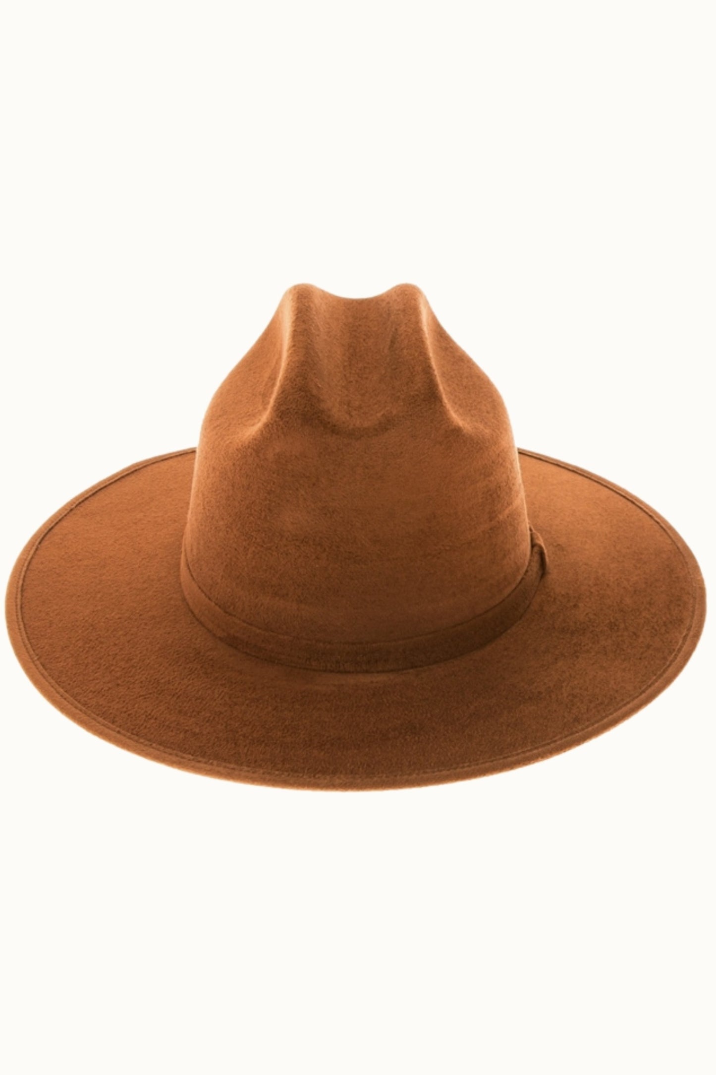 J24 Light Brown Cattleman Crown Vegan Suede Wide Brim Hat