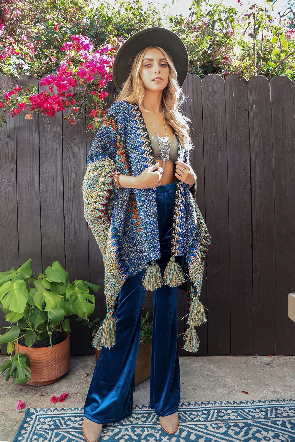 J26 Cobalt Crochet Poncho