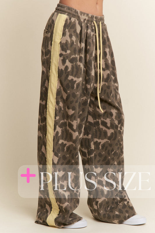J6 Animal Print Wide Leg Pant with Neutral Stripe