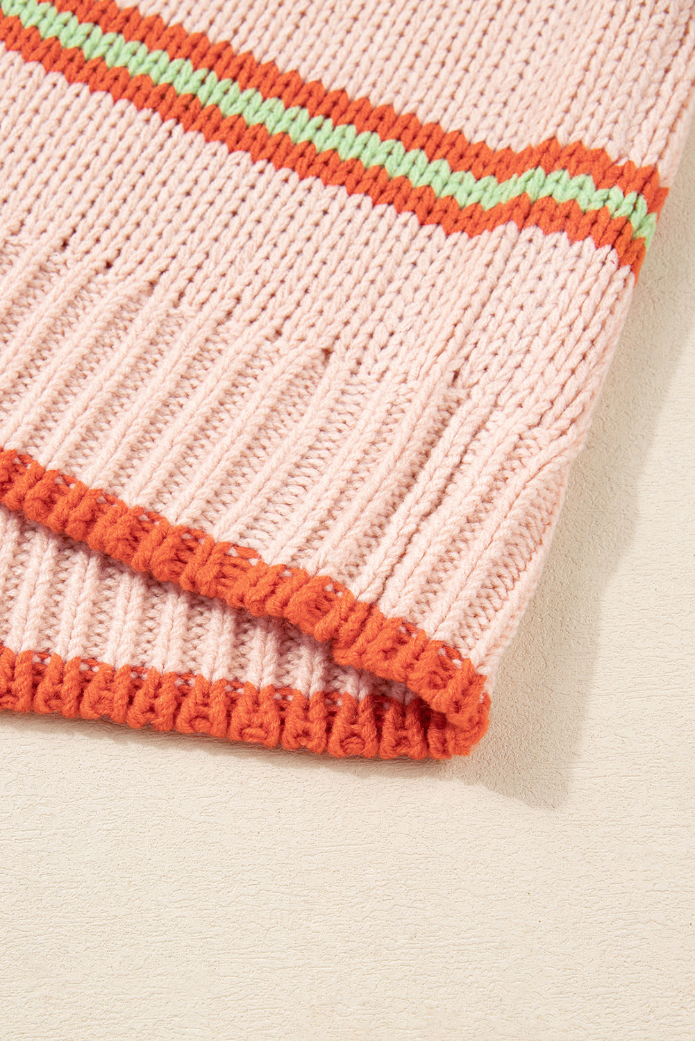 K24 Multicolor Open Front Striped Oversized Cardigan - Peach, Pink