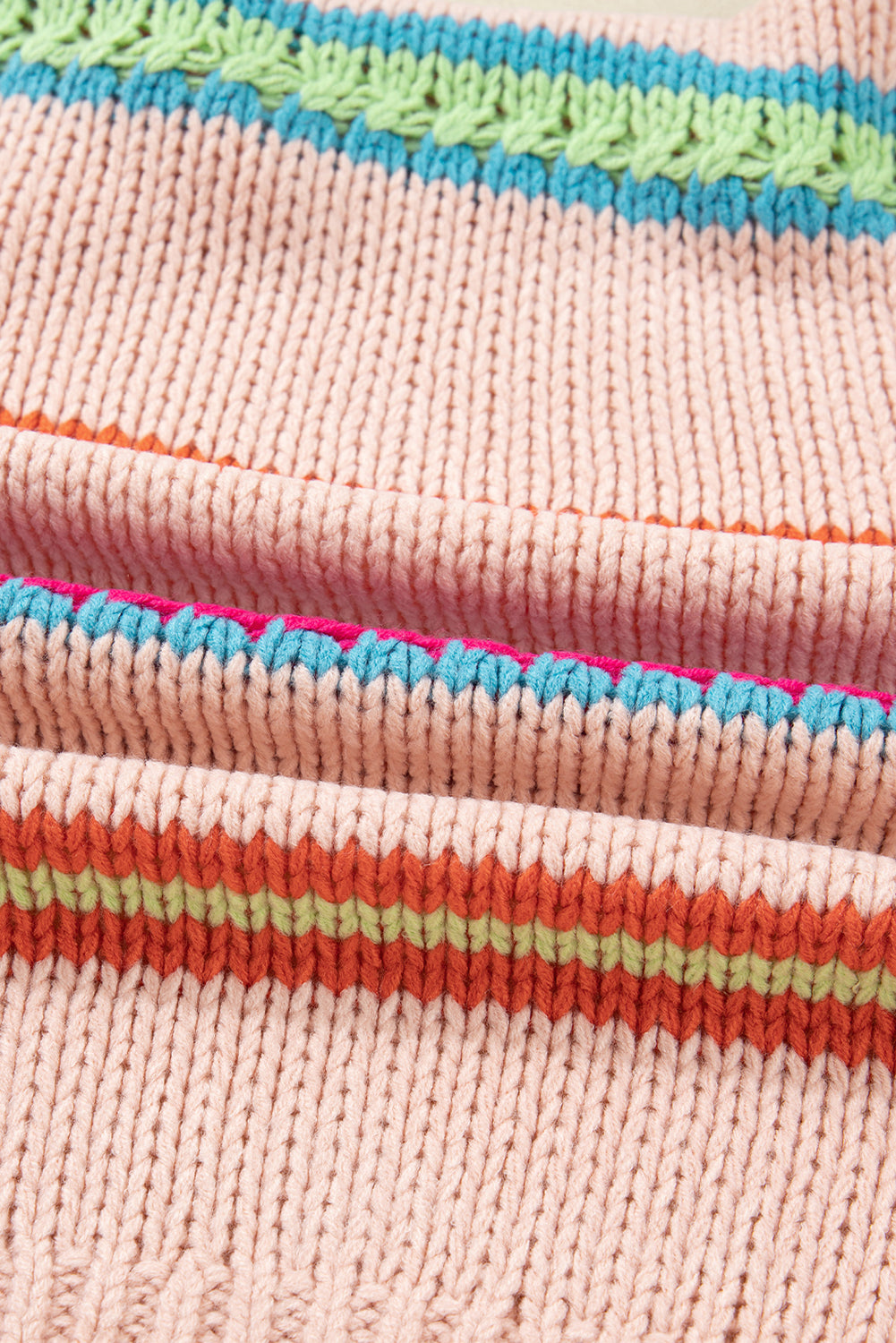 K24 Multicolor Open Front Striped Oversized Cardigan - Peach, Pink