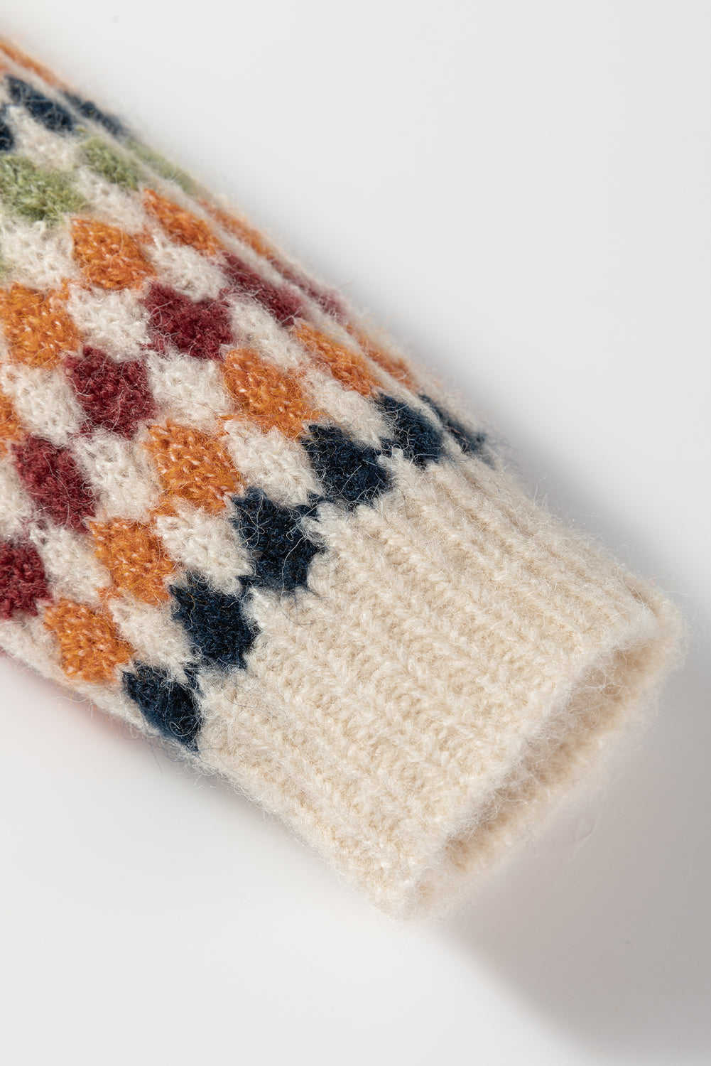 K25 Multicolor Dot Pattern Knit Button Front V Neck Sweater