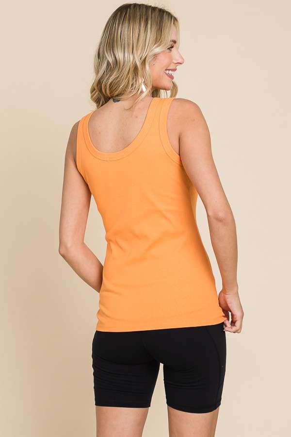 BB56 Scoop Neck Solid Tank Top Plus - Mango Jam