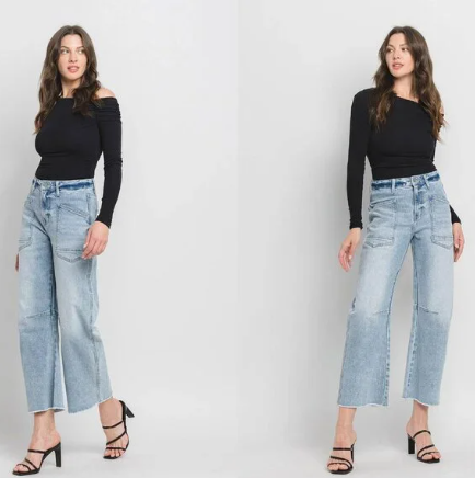 I9 Vervet Super High Rise Barrel Denim Jean Plus Size