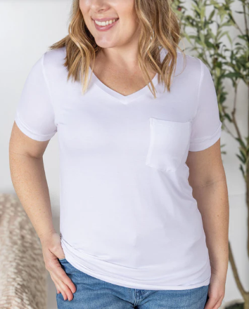 I14 Michelle Mae V Neck Sierra Pocket Tee