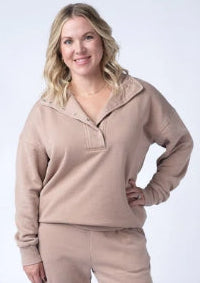 K70 Beige 3/4 Snap Vintage Wash Pullover