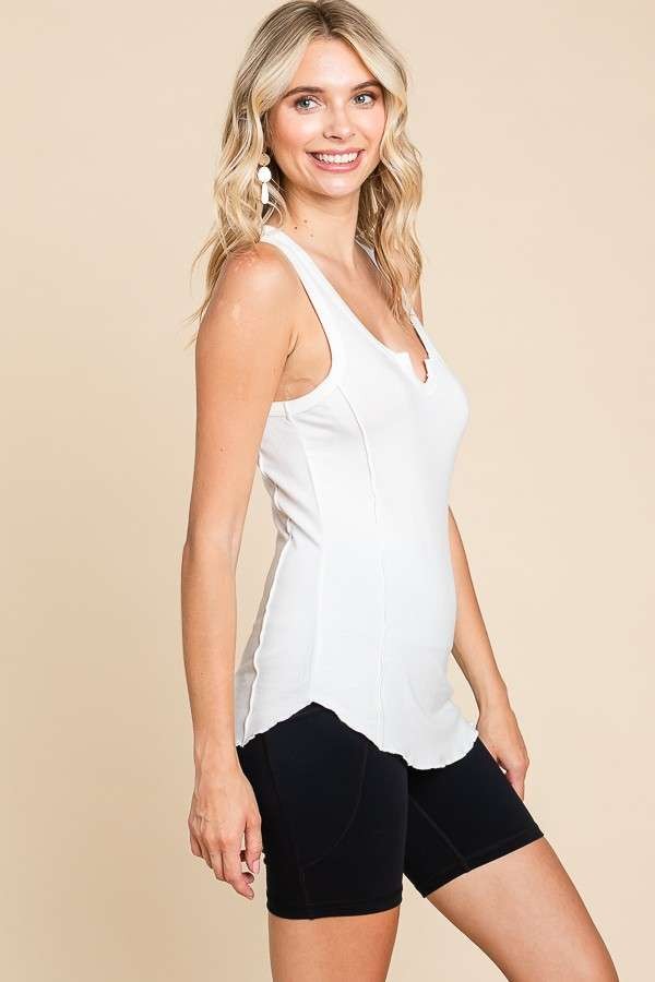 BB53 Mini Notch Merrow Stitch Tank - Soft White