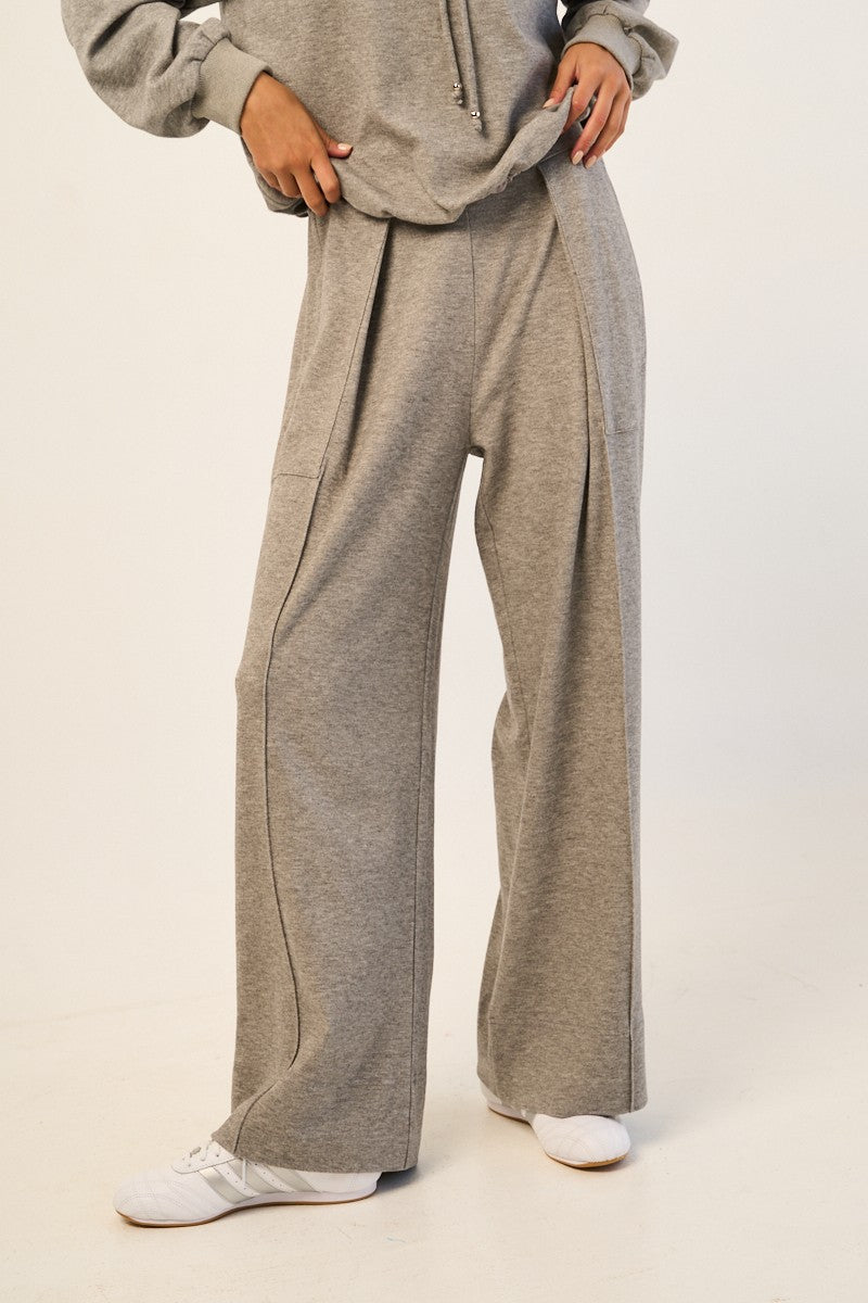 K69 Grey Wide Leg Front Pleat Lounge Pant