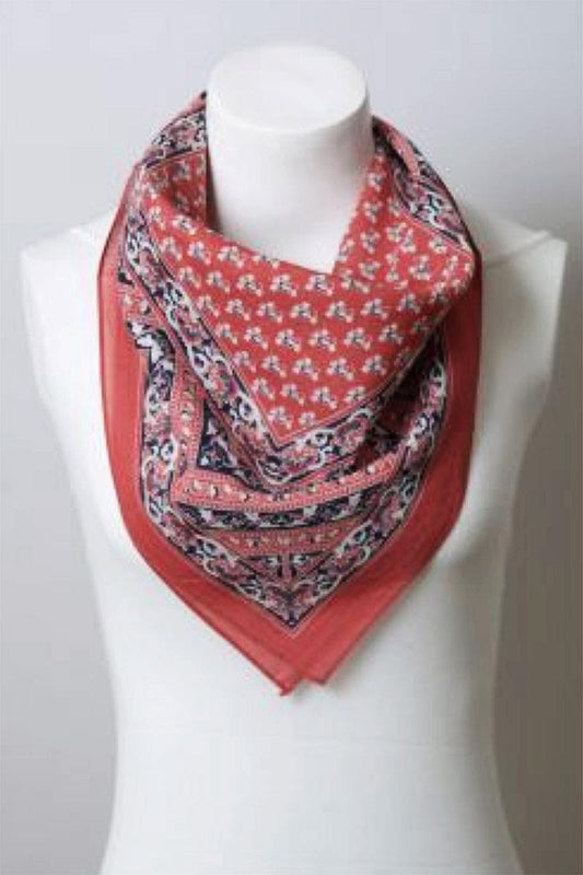 SC14 Brick Red Cotton Square Neck Bandana