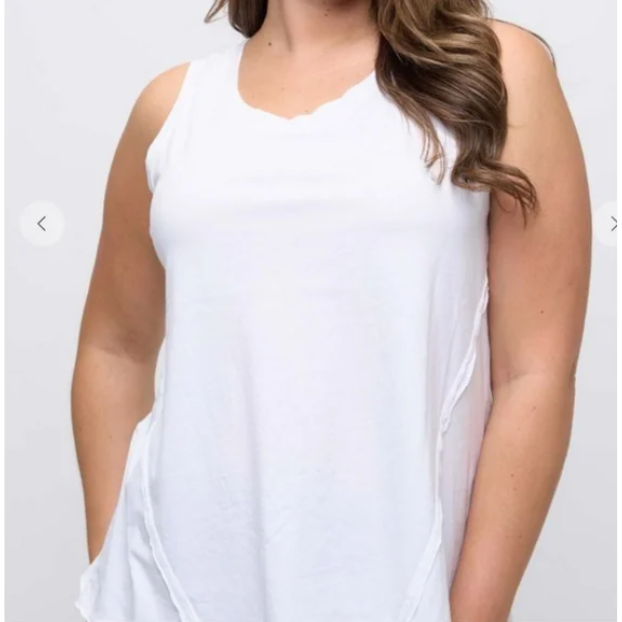 F16 White 100 Percent Cotton Crew Neck Tank Top Women’s Casual Summer Shirt