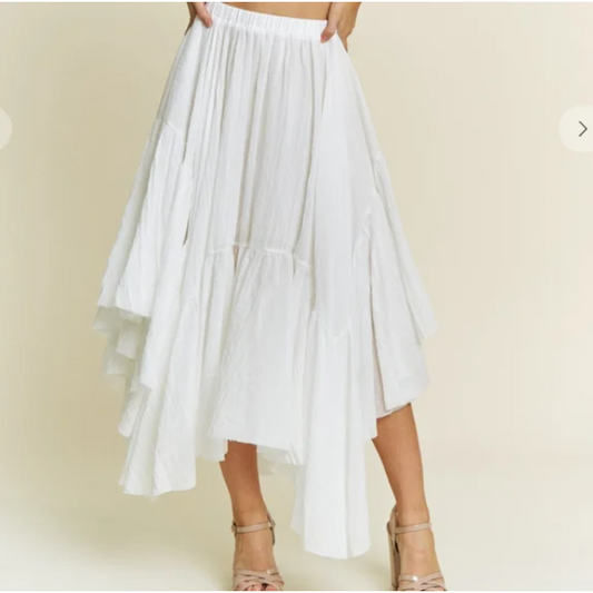 G9 Asymmetrical Raw Hem Midi Skirt Women’s Plus Size Casual Summer Boho Style