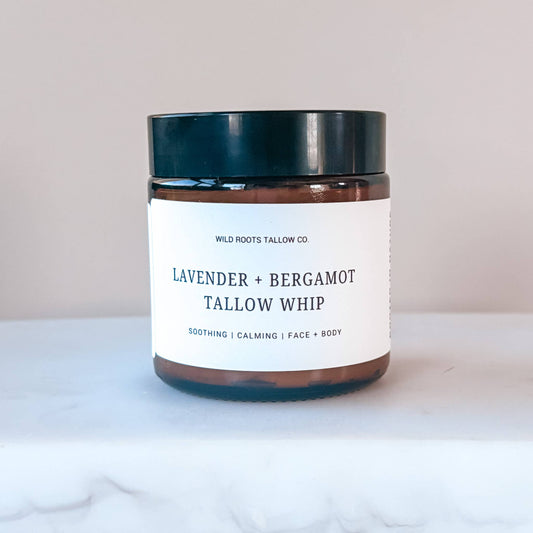 Lavender  Bergamot Whipped Balm | Beef Tallow Moisturizer : 2oz