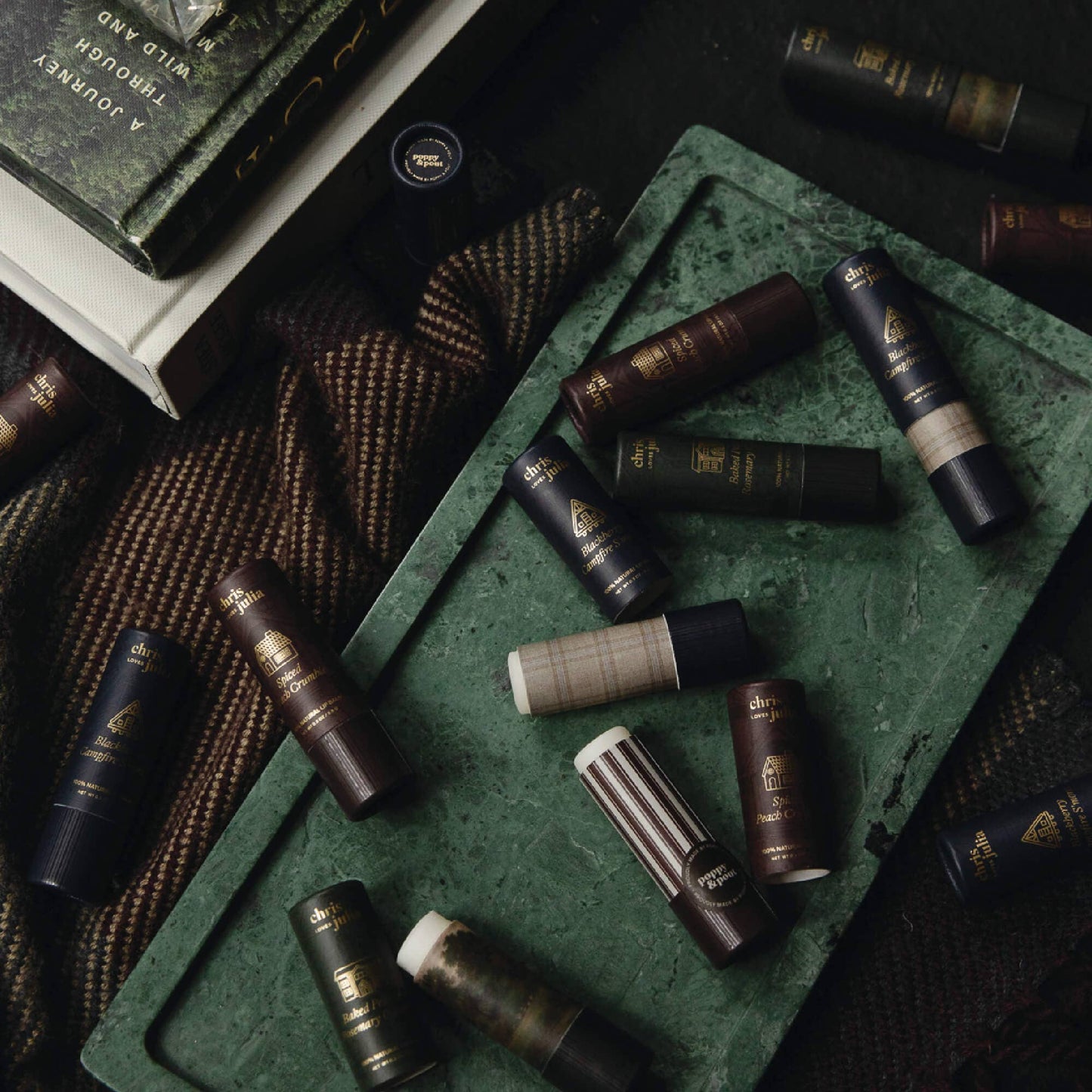 Poppy and Pout Lip Balm, Chris Loves Julia, Blackberry Campfire S'mores